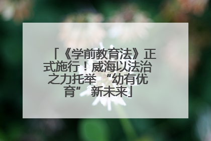 《学前教育法》正式施行！威海以法治之力托举 “幼有优育” 新未来
