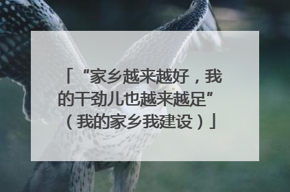 “家乡越来越好，我的干劲儿也越来越足”（我的家乡我建设）