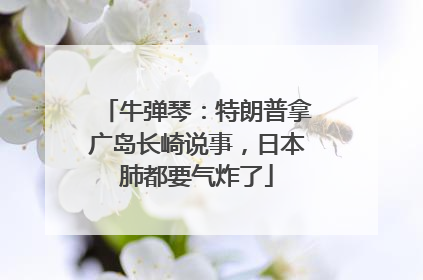 牛弹琴：特朗普拿广岛长崎说事，日本肺都要气炸了