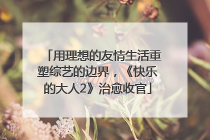 用理想的友情生活重塑综艺的边界，《快乐的大人2》治愈收官