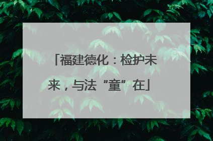 福建德化：检护未来，与法“童”在