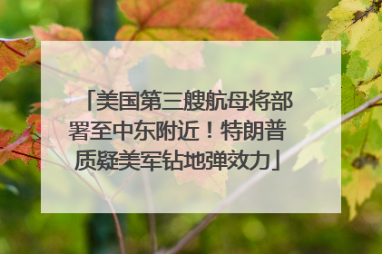 美国第三艘航母将部署至中东附近！特朗普质疑美军钻地弹效力