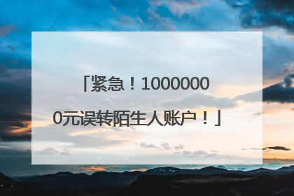 紧急！10000000元误转陌生人账户！