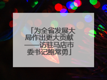 为全省发展大局作出更大贡献——访驻马店市委书记鲍常勇
