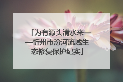 为有源头清水来——忻州市汾河流域生态修复保护纪实