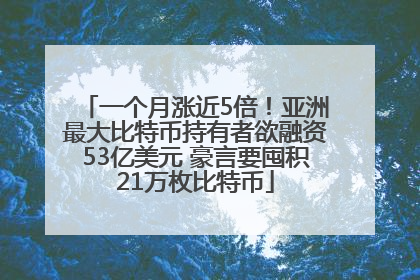 一个月涨近5倍！亚洲最大比特币持有者欲融资53亿美元 豪言要囤积21万枚比特币