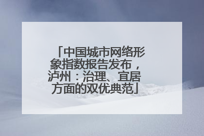 中国城市网络形象指数报告发布，泸州：治理、宜居方面的双优典范