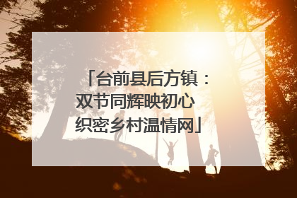 台前县后方镇：双节同辉映初心 织密乡村温情网