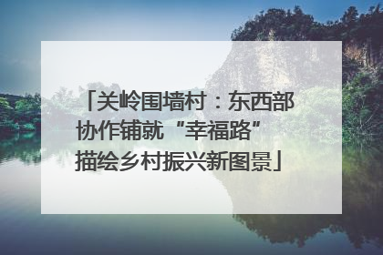 关岭围墙村：东西部协作铺就“幸福路” 描绘乡村振兴新图景