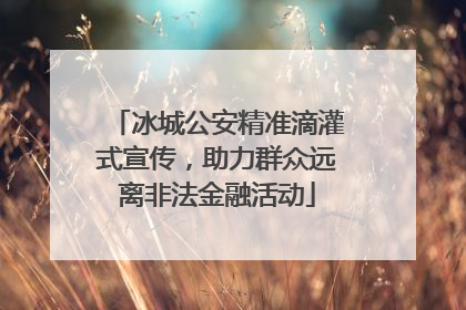 冰城公安精准滴灌式宣传，助力群众远离非法金融活动