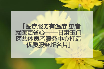 医疗服务有温度 患者就医更省心——甘肃玉门医共体患者服务中心打造优质服务新名片