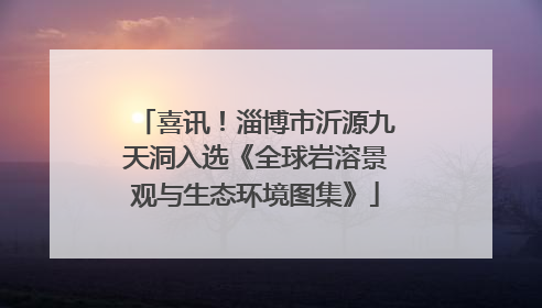 喜讯！淄博市沂源九天洞入选《全球岩溶景观与生态环境图集》