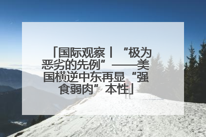 国际观察丨“极为恶劣的先例”——美国横逆中东再显“强食弱肉”本性