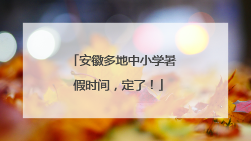 安徽多地中小学暑假时间，定了！