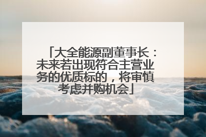 大全能源副董事长：未来若出现符合主营业务的优质标的，将审慎考虑并购机会