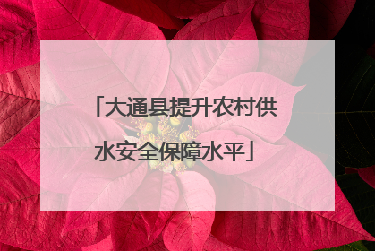 大通县提升农村供水安全保障水平