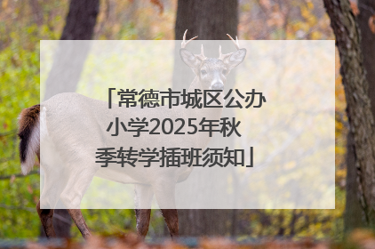 常德市城区公办小学2025年秋季转学插班须知