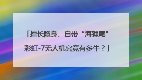 擅长隐身、自带“海狸尾” 彩虹-7无人机究竟有多牛？