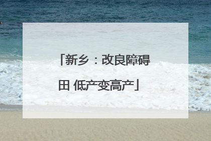 新乡：改良障碍田 低产变高产