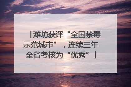 潍坊获评“全国禁毒示范城市”，连续三年全省考核为“优秀”