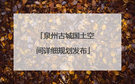 泉州古城国土空间详细规划发布