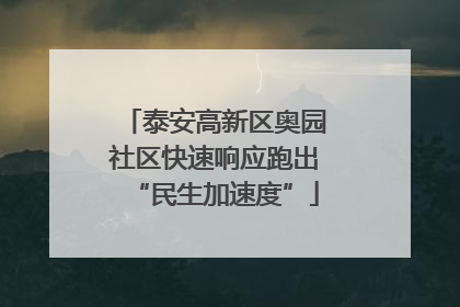 泰安高新区奥园社区快速响应跑出“民生加速度”