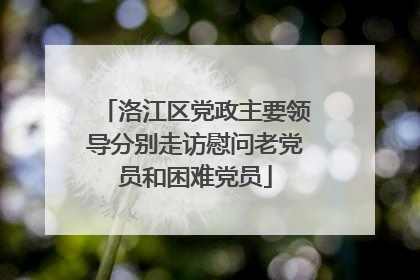 洛江区党政主要领导分别走访慰问老党员和困难党员