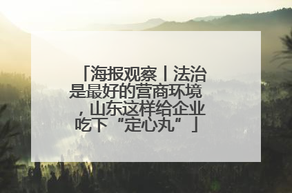 海报观察丨法治是最好的营商环境，山东这样给企业吃下“定心丸”