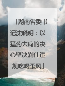湖南省委书记沈晓明：以猛药去疴的决心坚决刹住违规吃喝歪风