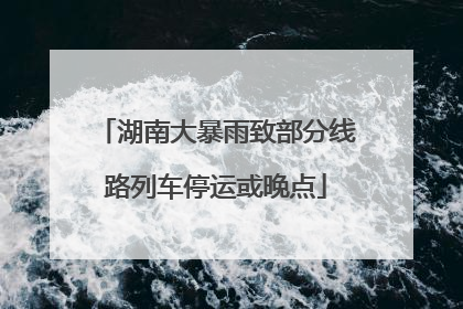湖南大暴雨致部分线路列车停运或晚点