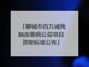 聊城市百万减残脑血管病公益项目资助标准公布