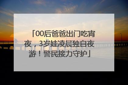 00后爸爸出门吃宵夜，3岁娃凌晨独自夜游！警民接力守护